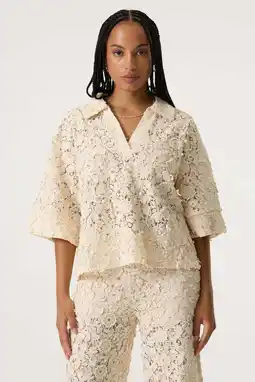 Wehkamp Garcia top broderie beige aanbieding