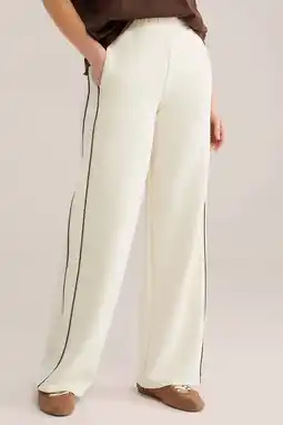 Wehkamp WE Fashion wide leg regularwaist broek ecru aanbieding