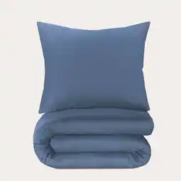 Wehkamp NOUS Living katoen satijnen dekbedovertrek 1-persoons blauw (140x200 cm) aanbieding