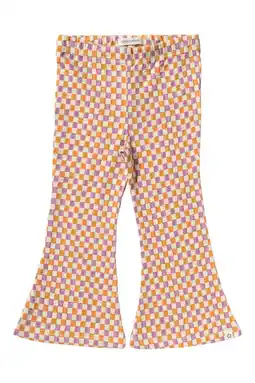 Wehkamp Your Wishes regularwaist geruite flared broek oranje met textuur aanbieding