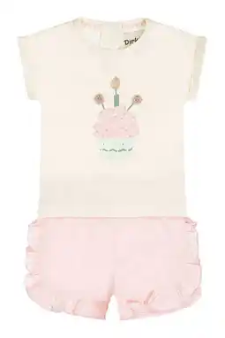Wehkamp Dirkje T-shirt + korte broek lichtroze/ecru aanbieding