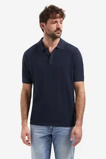 Wehkamp No Excess regular polo fijn gebreid donkerblauw aanbieding