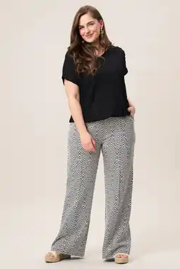 Wehkamp Miss Etam Plus wide leg highwaist broek zwart aanbieding