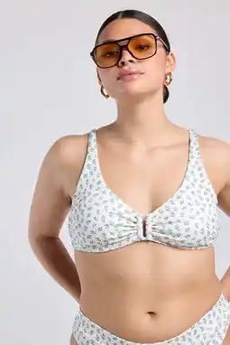 Wehkamp America Today niet-voorgevormde bikinitop Willow ecru/lichtblauw aanbieding