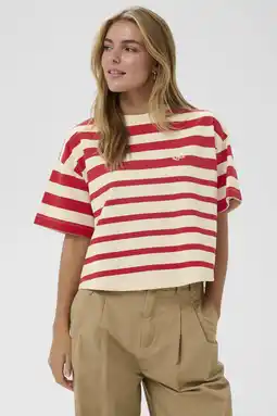 Wehkamp Saint Tropez gestreepte T-shirt rood aanbieding