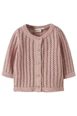 Wehkamp LIL' ATELIER BABY vest roze grof gebreid aanbieding