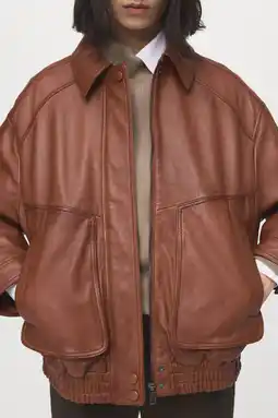 Wehkamp Mango leren bomberjack cognac aanbieding