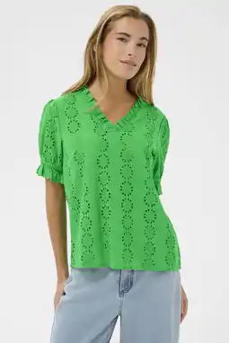 Wehkamp Kaffe blousetop groen broderie aanbieding