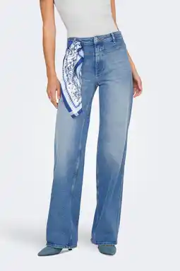 Wehkamp ONLY highwaist wide leg jeans medium blue denim aanbieding