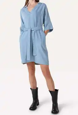 Wehkamp Another-Label denim jurk met wijde mouwen lichtblauw aanbieding