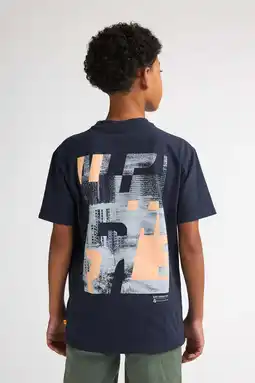 Wehkamp Petrol Industries T-shirt met backprint donkerblauw aanbieding