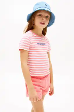 Wehkamp Tommy Hilfiger T-shirt + sweatshort roze/wit aanbieding