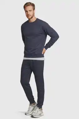 Wehkamp Anytime fleece joggingbroek donkerblauw aanbieding