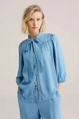 Wehkamp WE Fashion Blue Ridge blouse light blue denim aanbieding