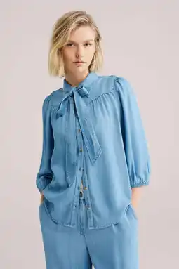 Wehkamp WE Fashion Blue Ridge blouse light blue denim aanbieding