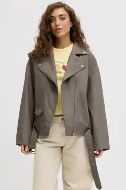 Wehkamp JJXX imitatieleren leren jas grijsbruin aanbieding