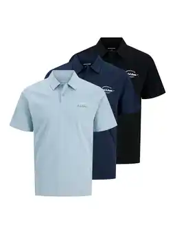 Wehkamp JACK & JONES regular polo blauw - (set van3) aanbieding