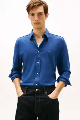 Wehkamp Tommy Hilfiger Regular casual overhemd donkerblauw aanbieding