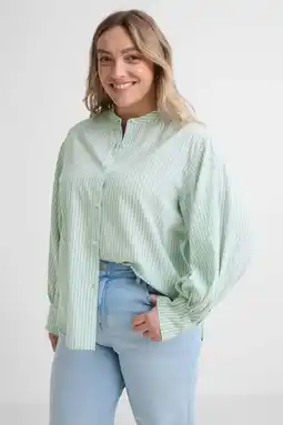 Wehkamp GREAT LOOKS blouse met strepenprint groen/wit aanbieding