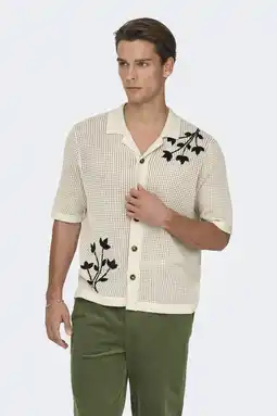 Wehkamp ONLY & SONS loose casual overhemd gebreid ecru aanbieding