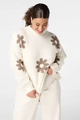 Wehkamp MS Mode gebloemde sweater ecru aanbieding