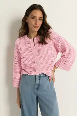 Wehkamp CLAUDIA BY CLAUDIA STRÄTER vest roze gebreid aanbieding