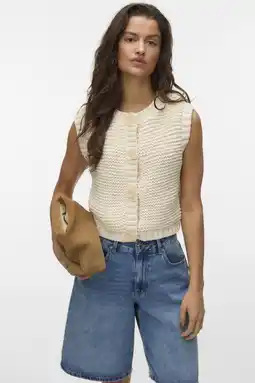 Wehkamp VERO MODA gebreid vest beige aanbieding
