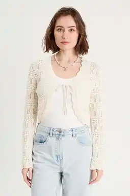 Wehkamp Cache Cache gebreid vest ecru crochet aanbieding