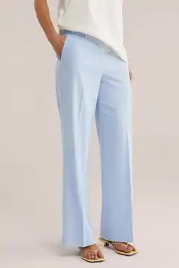 Wehkamp WE Fashion bootcut regularwaist palazzo broek lichtblauw aanbieding
