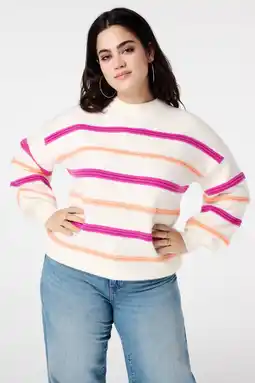 Wehkamp MS Mode gestreepte pullover ecru aanbieding