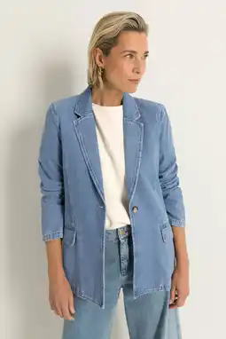 Wehkamp CLAUDIA BY CLAUDIA STRÄTER regular blazer light blue denim aanbieding
