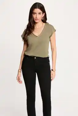 Wehkamp Morgan top met glitter kakigroen aanbieding