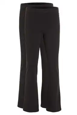 Wehkamp Anytime flared legging donkergrijs melange (set van 2) aanbieding