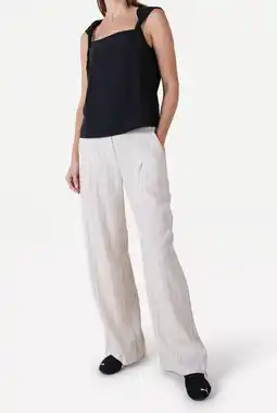 Wehkamp Another-Label wide leg regularwaist broek met krijtstreep beige aanbieding