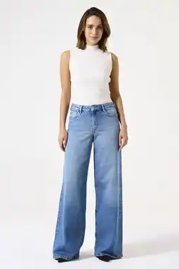 Wehkamp Garcia wide leg jeans medium blue denim aanbieding