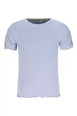 Wehkamp Like Flo T-shirt lichtblauw rib gebreid aanbieding