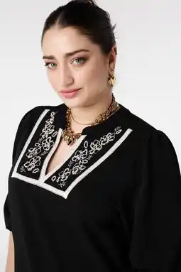 Wehkamp MS Mode gebloemde blousetop zwart aanbieding