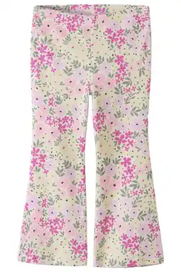 Wehkamp NAME IT MINI gebloemde flared broek beige aanbieding