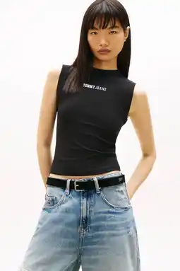 Wehkamp Tommy Jeans mouwloze top zwart aanbieding