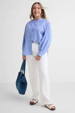 Wehkamp GREAT LOOKS blouse met strepenprint blauw/wit aanbieding