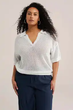 Wehkamp WE Fashion Curve gebreide top wit aanbieding