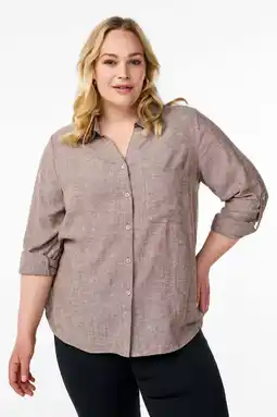 Wehkamp Zizzi gestreepte blouse met linnen aanbieding