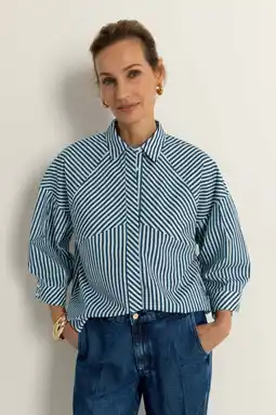 Wehkamp CLAUDIA BY CLAUDIA STRÄTER gestreepte blouse donkerblauw aanbieding