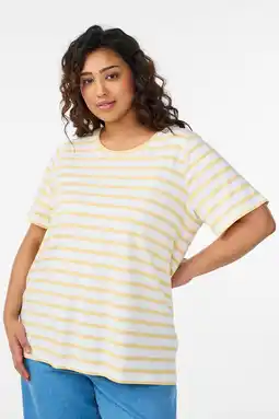 Wehkamp Zizzi gestreepte T-shirt ecru aanbieding