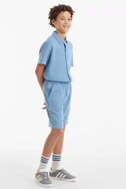 Wehkamp Anytime short waffle lichtblauw aanbieding