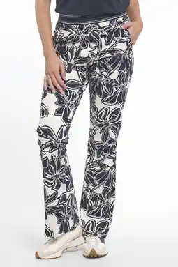Wehkamp Zoso flared highwaist gebloemde casual broek donkerblauw aanbieding