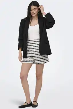 Wehkamp ONLY regular highwaist gestreepte casual short ecru aanbieding