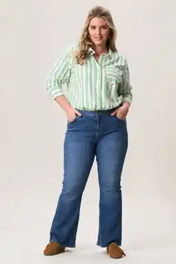 Wehkamp Miss Etam Plus gestreepte blouse groen aanbieding
