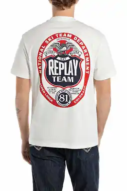 Wehkamp REPLAY regular T-shirt met backprint wit aanbieding