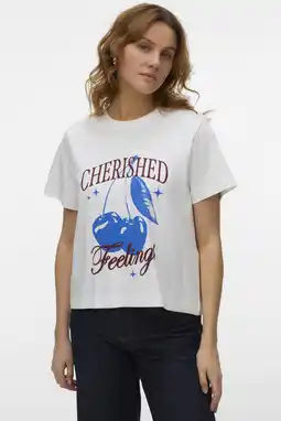 Wehkamp VERO MODA T-shirt ecru aanbieding